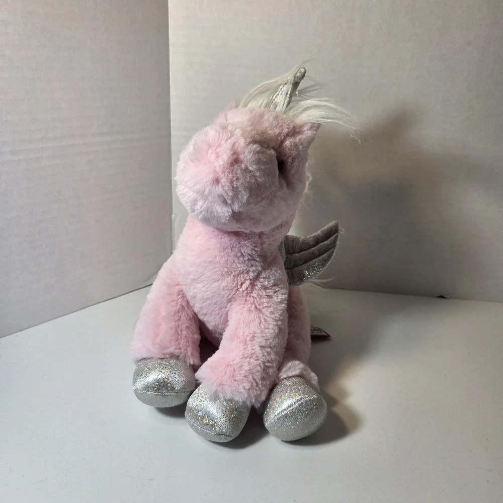 Douglas Cuddle Toys Pink Unicorn Pegasus Plush Silver Hooves Wings 10